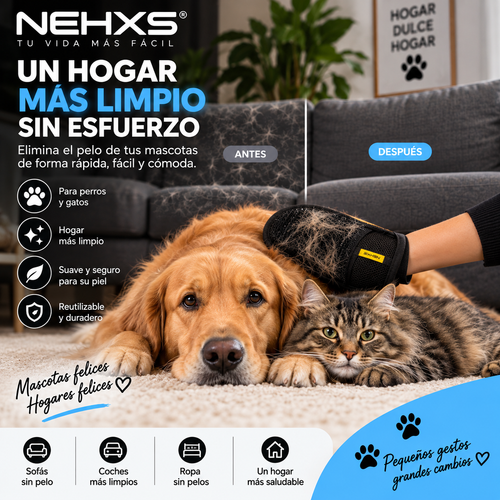 Guante Quita pelos 2 en 1 para Perros y Gatos – Limpieza Fácil de Pelo